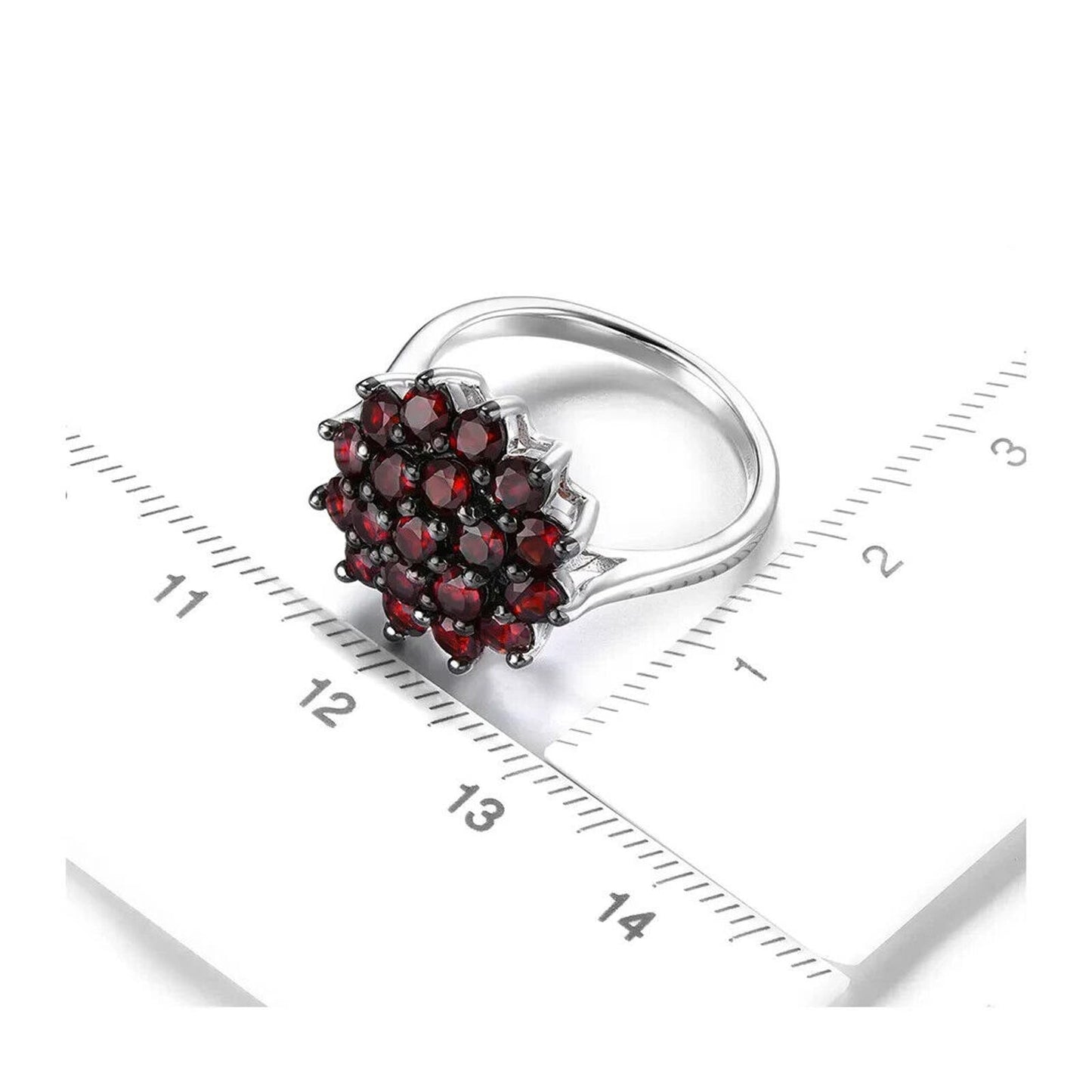 Dark Red Garnet Flower Cluster Ring, Large Garnet Statement Ring